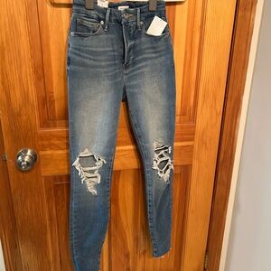 Inventory #91 NWT Good American 0/25 Good Waist High Rise Jeans Distressed Knees